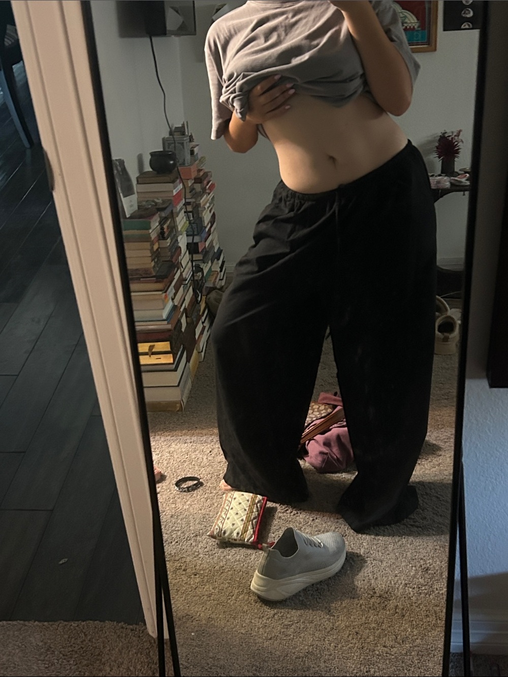 Black Linen Wide Leg Trousers - Picture 4 of 4